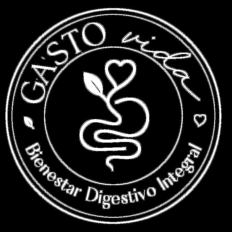 Circular logo for Gasto Vivo featuring a snake wrapped around a leaf with a heart, labeled Bienestar Digestivo Integral
